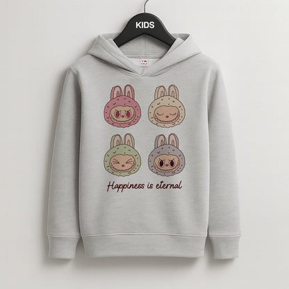Happiness Is Eternal Monsters Kids Grey Hoodie