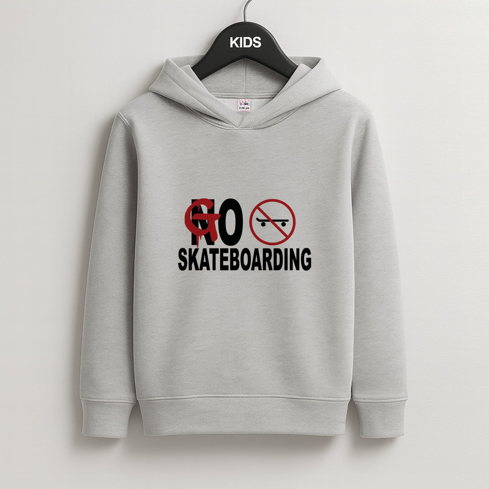 Go Skateboarding - Skate Aesthetic  Kids Grey Hoodie
