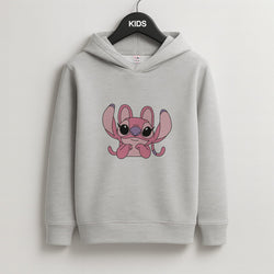 Gazing - Pink Alien Kids Grey Hoodie