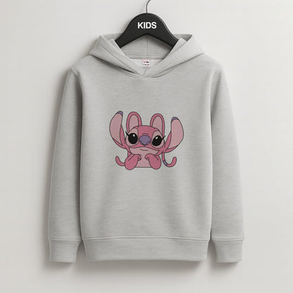 Gazing - Pink Alien Kids Grey Hoodie