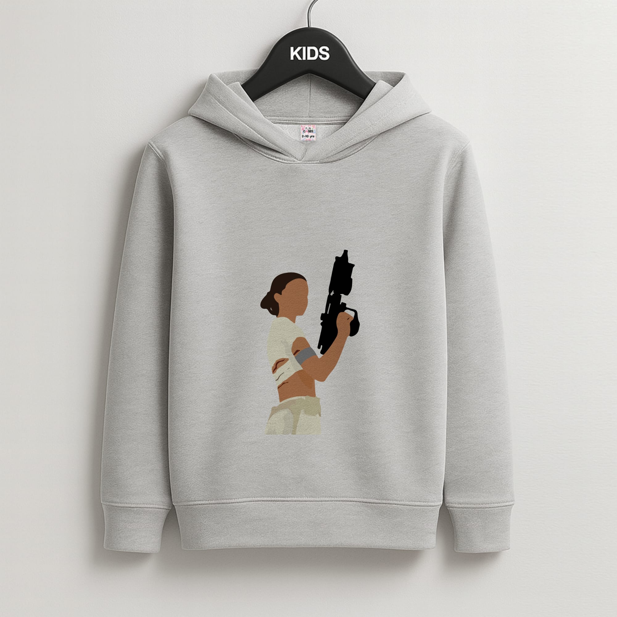 Leia With Gun Kids Grey Hoodie