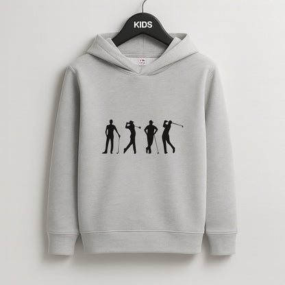 Golf Silhouettes Kids Grey Hoodie