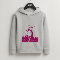 Pink Gaga Silhouette  Kids Grey Hoodie