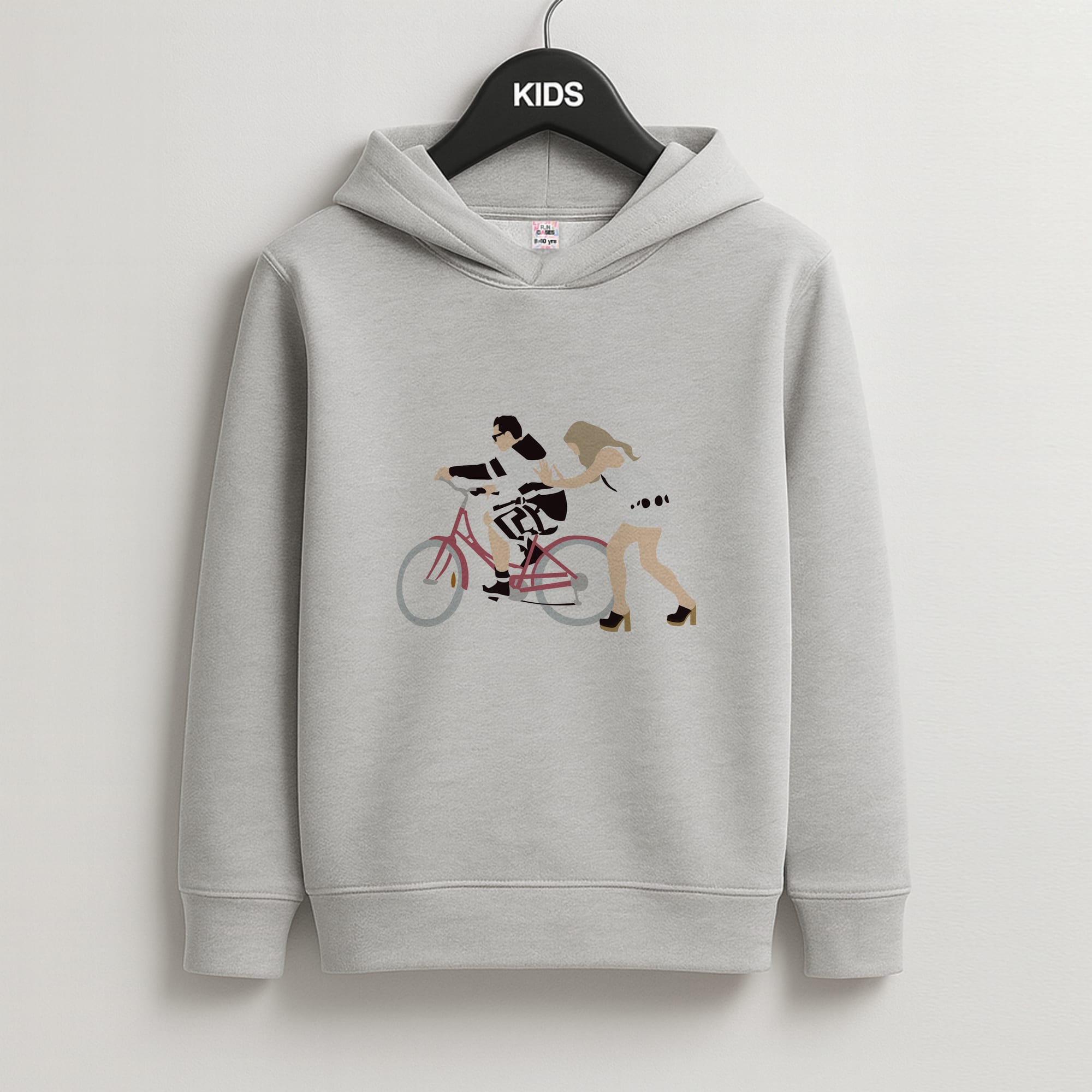 David Riding A Bike Kids Grey Hoodie