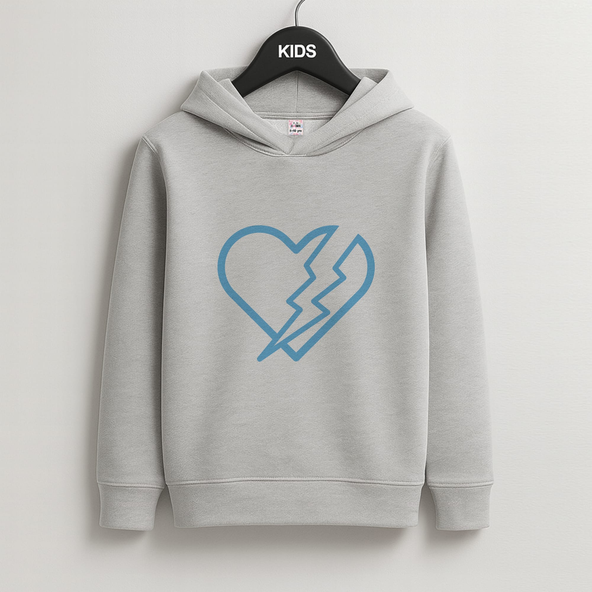 Lightning Heart Kids Grey Hoodie