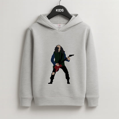 Eddie Munson Playing Guitar Kids Grey Hoodie