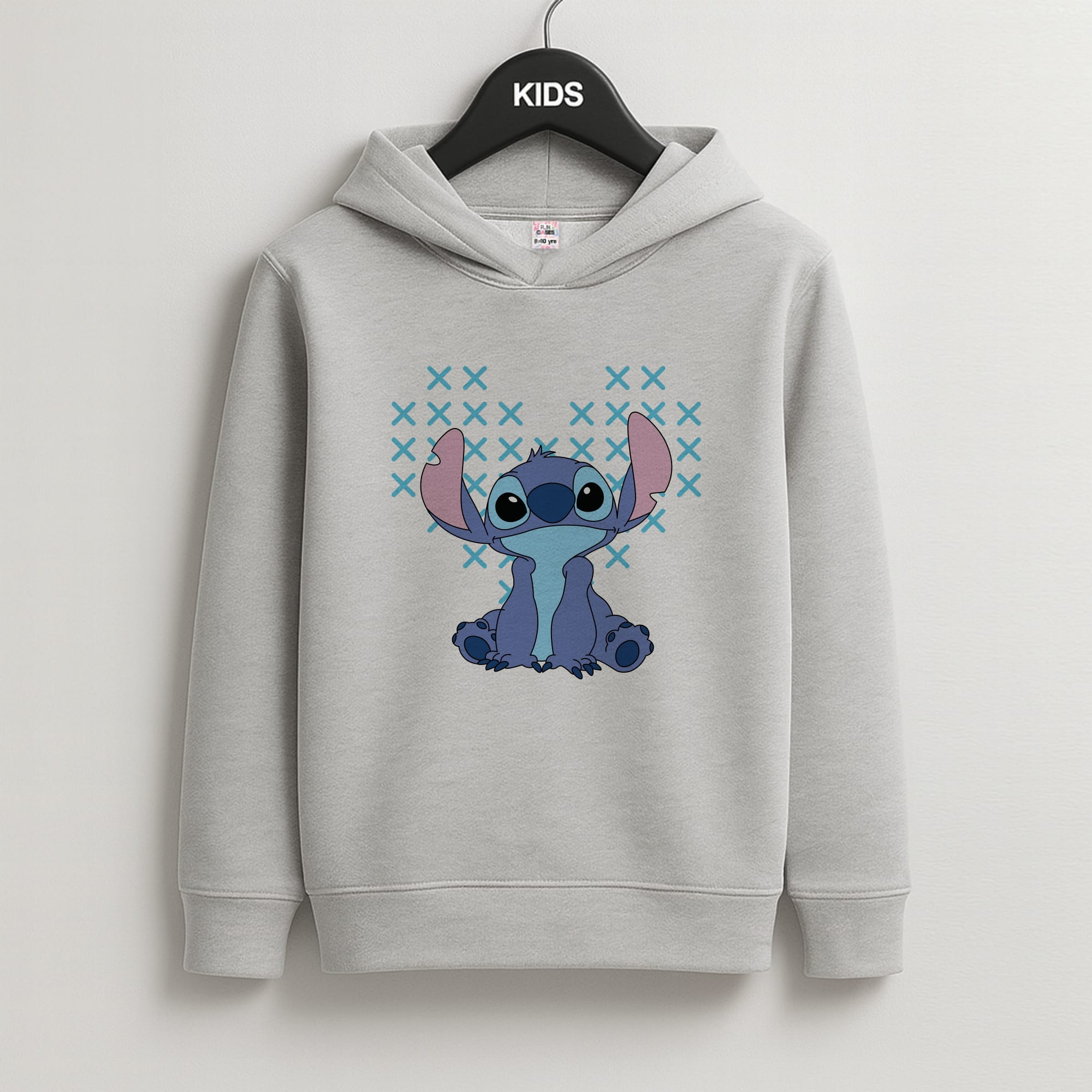 Blue Alien Hearts Kids Grey Hoodie