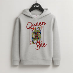 Queen Bee Playing Card Kids Grey Hoodie