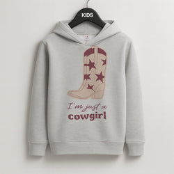I'm Just A Cowgirl Kids Grey Hoodie