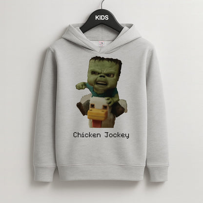 Chicken Jockey  Kids Grey Hoodie