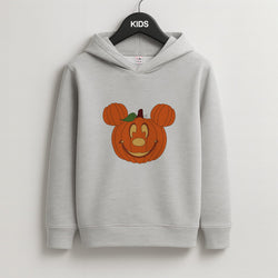 Mouse Pumpkin Halloween Kids Grey Hoodie