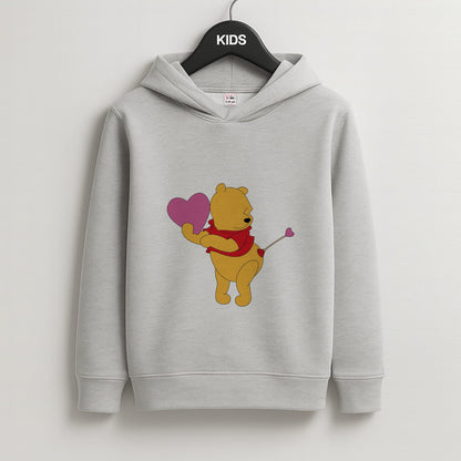 Cupid Pooh Valentine's Kids Grey Hoodie