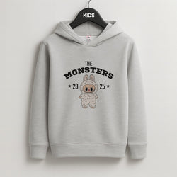 Cute Monster 2025 Pink Kids Grey Hoodie