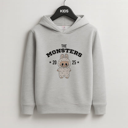 Cute Monster 2025 Pink Kids Grey Hoodie