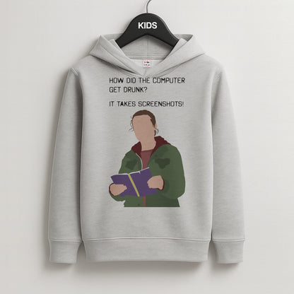 How Did The Computer Get Drunk? Kids Grey Hoodie