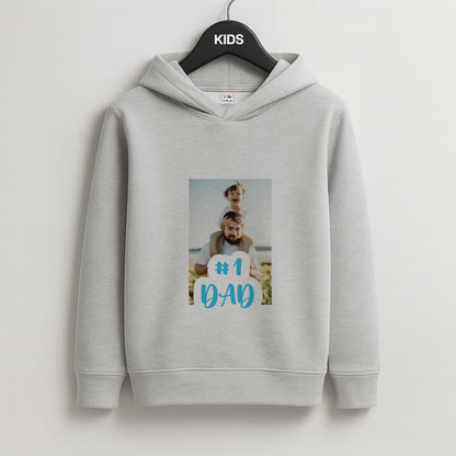 Hashtag 1 Dad - Personalised Father's Day Kids Grey Hoodie