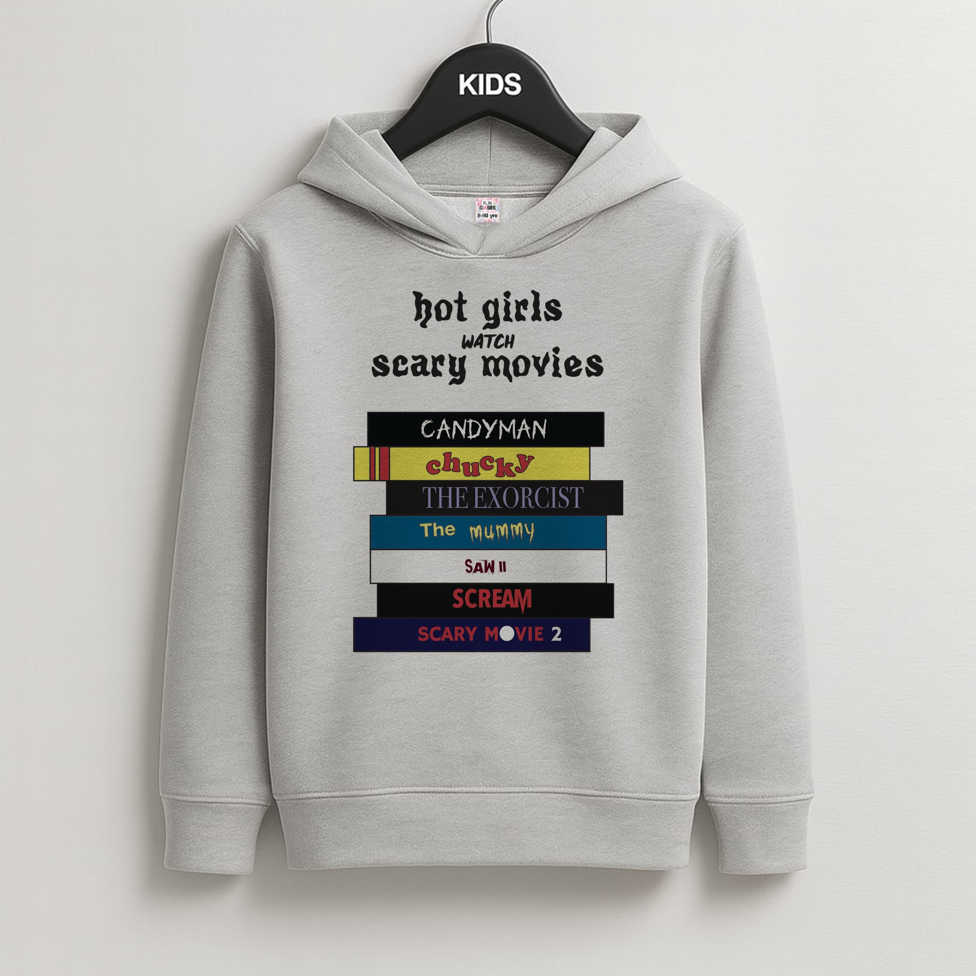 Hot Girls Watch Scary Movies Kids Grey Hoodie