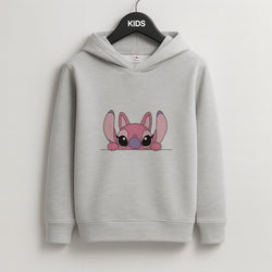 Angel Leaning - Pink Alien Kids Grey Hoodie
