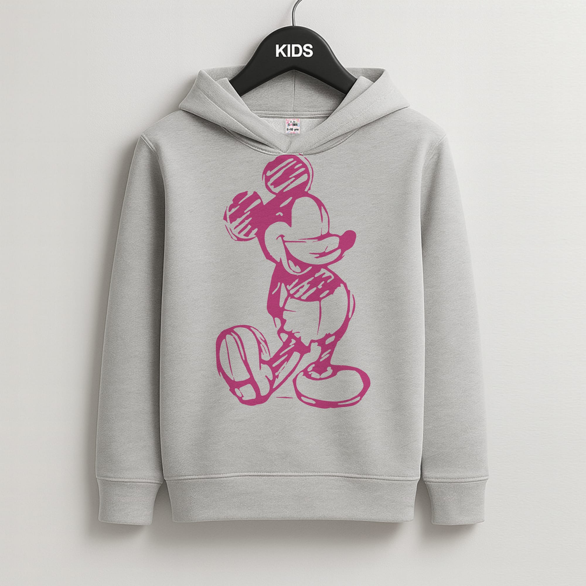 Sketched Mouse Outline Pink Kids Grey Hoodie