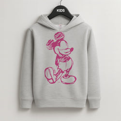 Sketched Mouse Outline Pink Kids Grey Hoodie