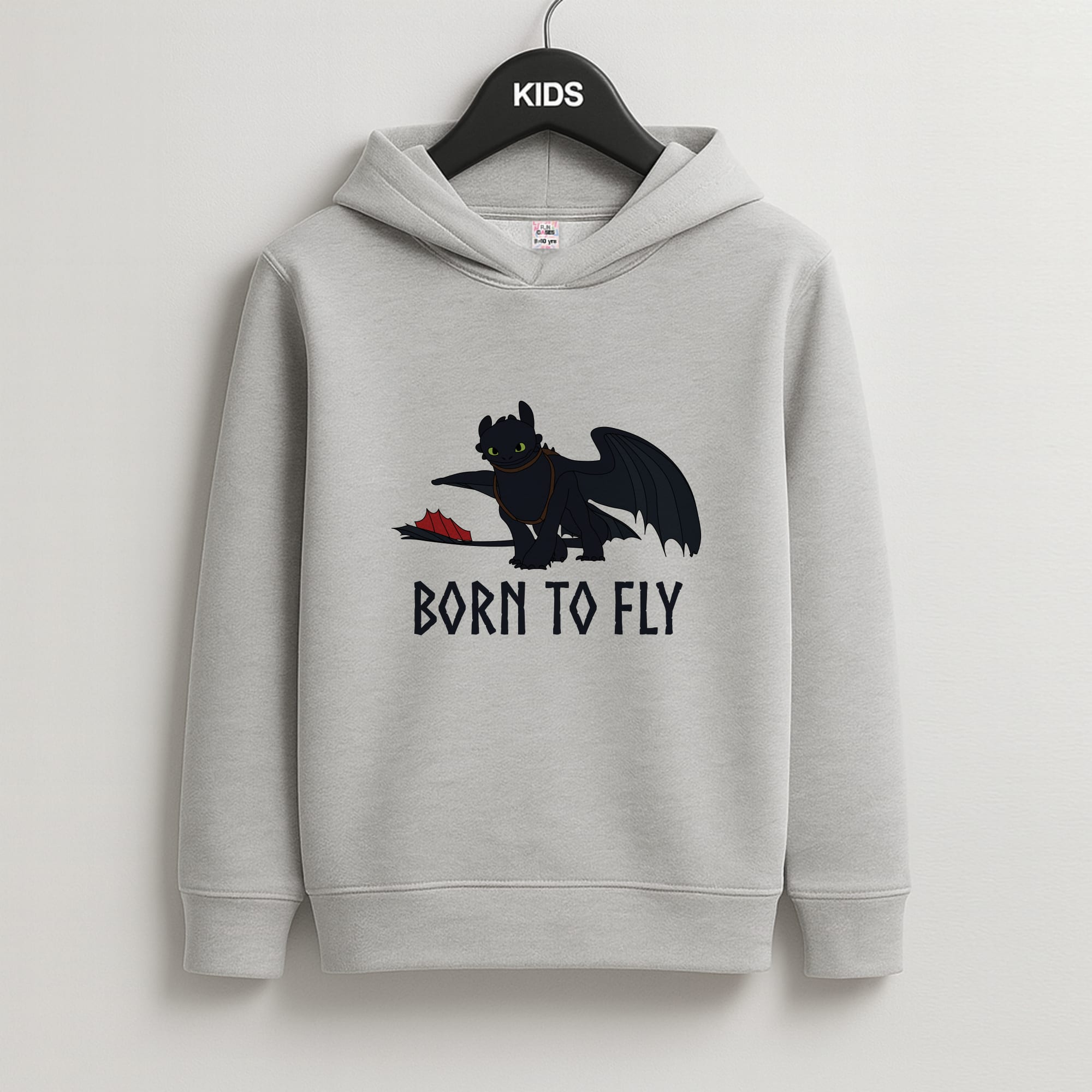 Dragon Born To Fly Kids Grey Hoodie