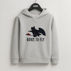 Dragon Born To Fly Kids Grey Hoodie