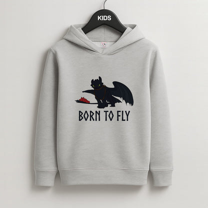 Dragon Born To Fly Kids Grey Hoodie