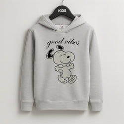 Good Vibes Cartoon Beagle Kids Grey Hoodie