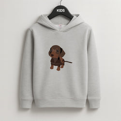 Brown - Dachshunds Kids Grey Hoodie