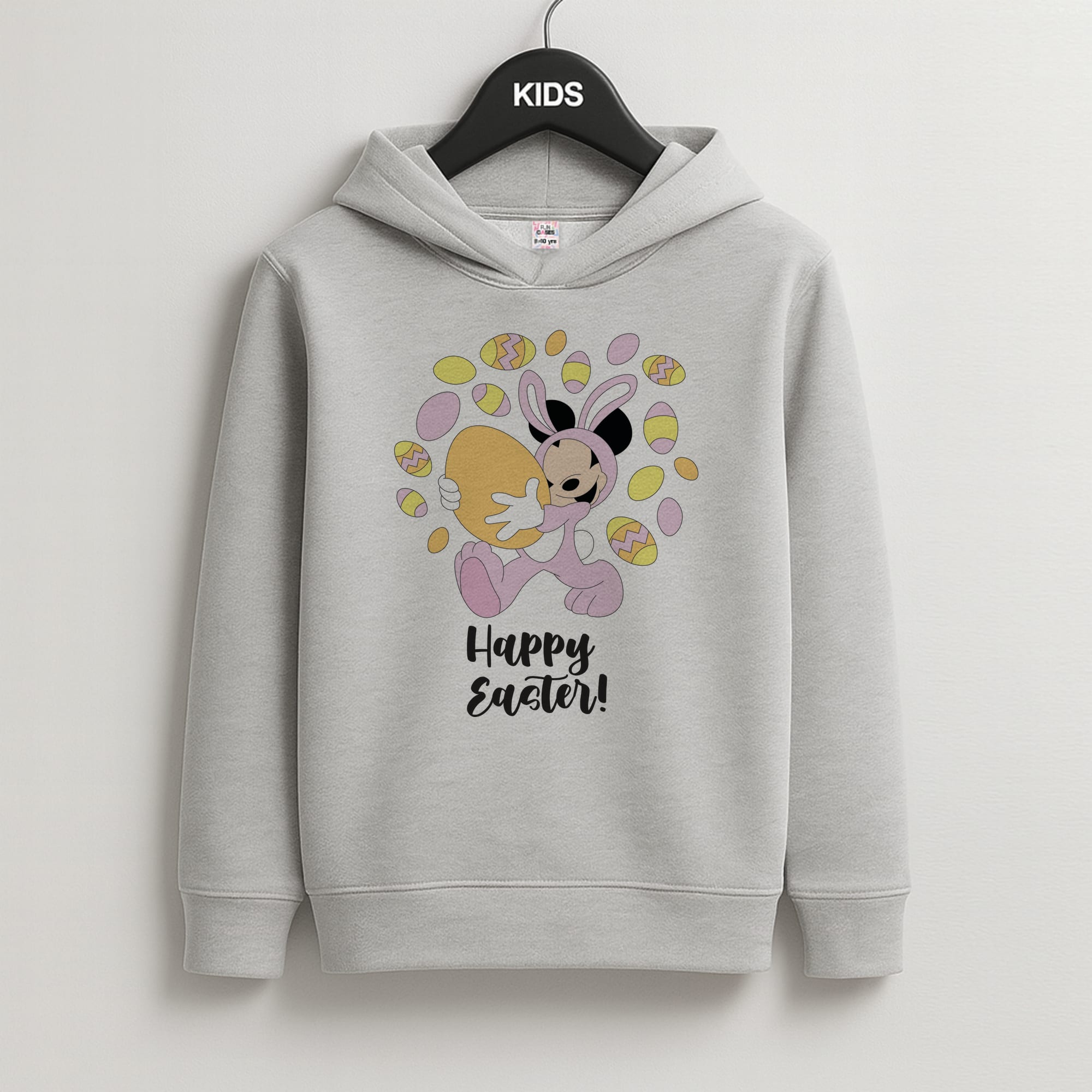 Happy Easter Pink  Kids Grey Hoodie