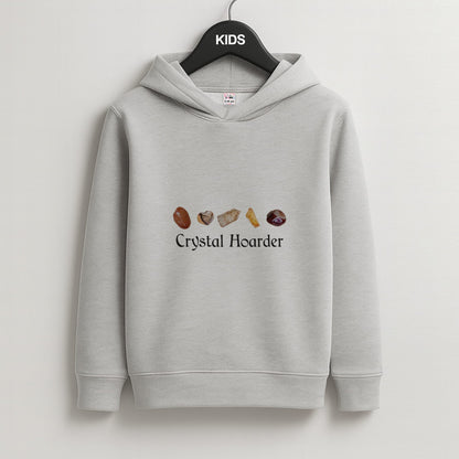 Crystal Hoarder Pattern Kids Grey Hoodie