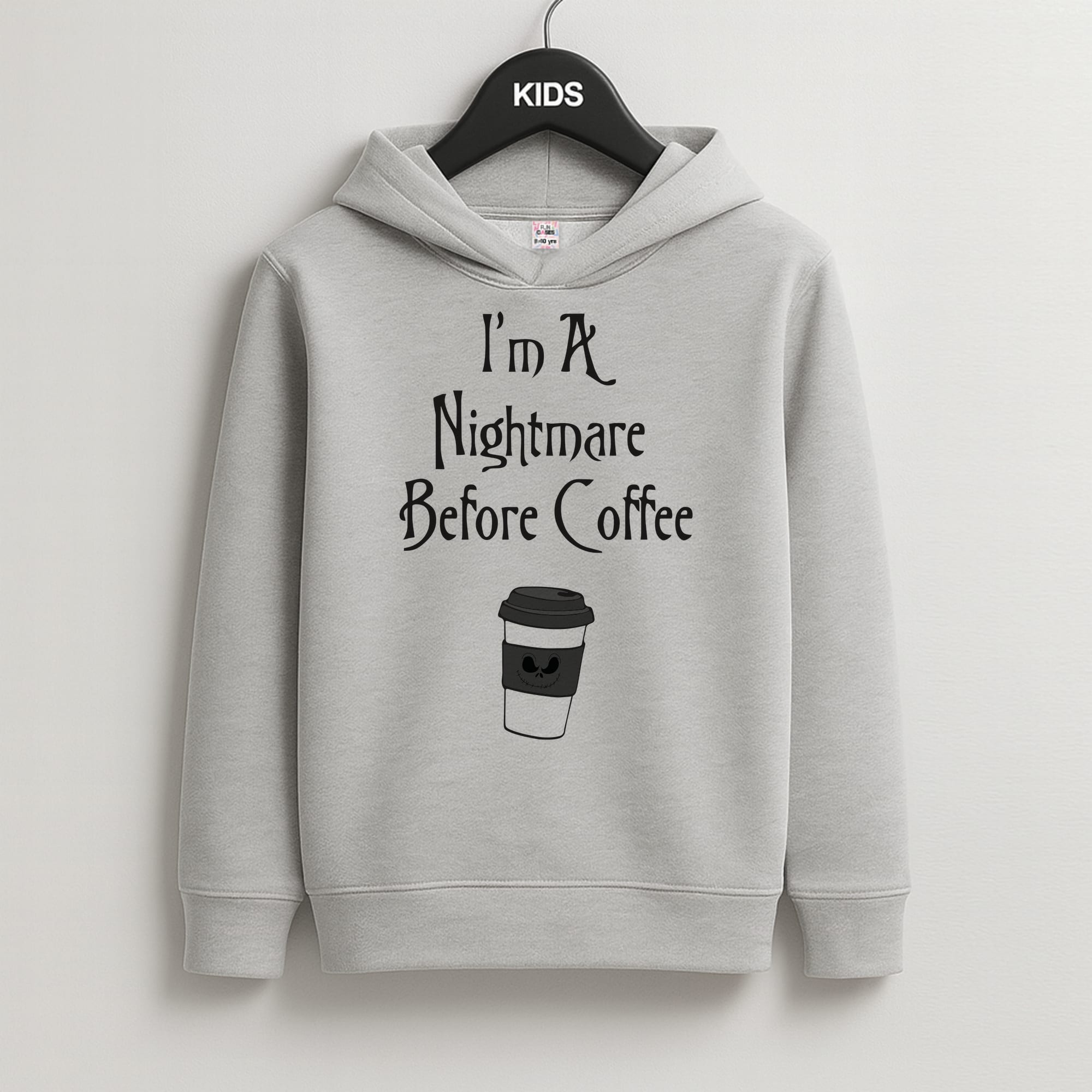 I'm A Nightmare Before Coffee Kids Grey Hoodie