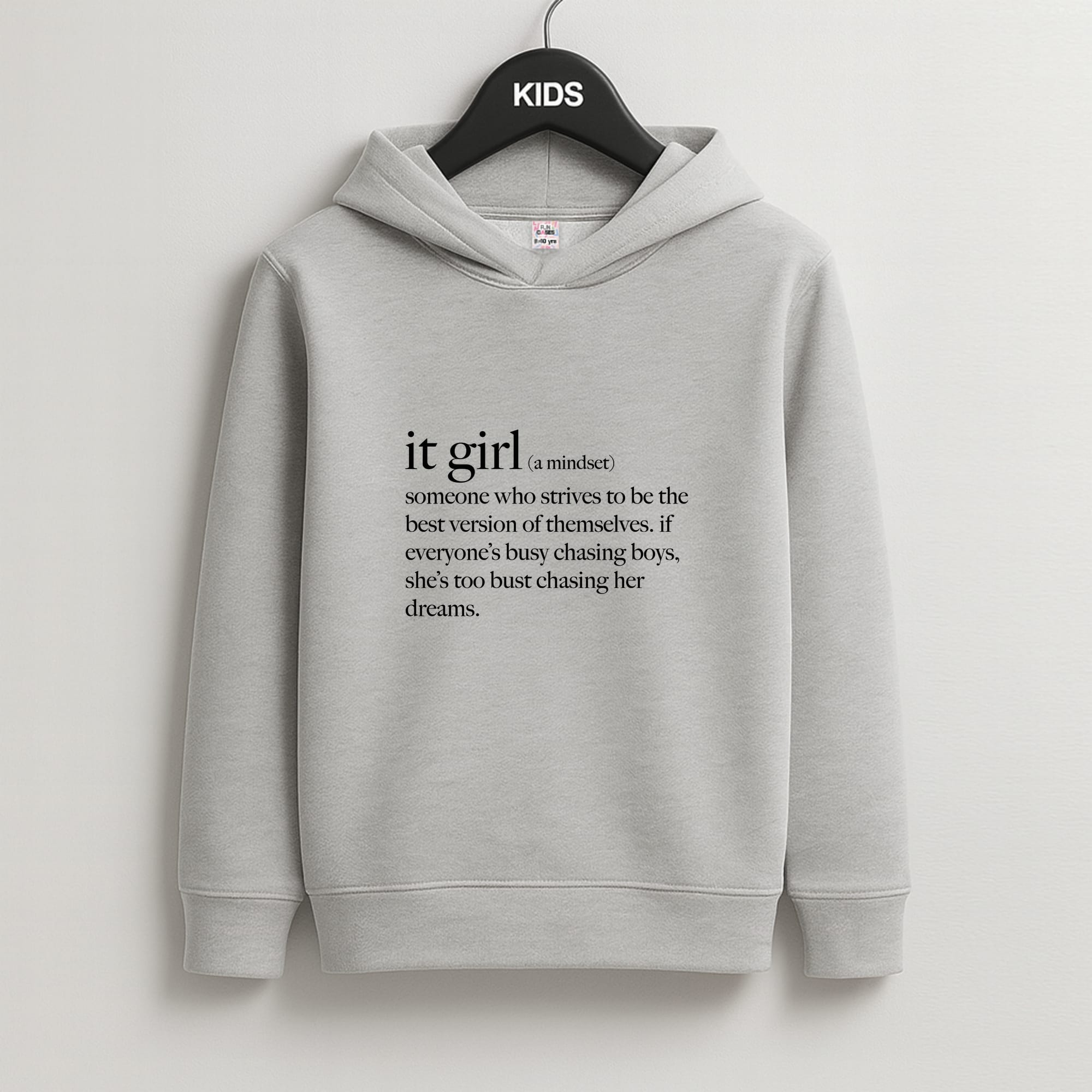 It Girl - Clean Girl Aesthetic Kids Grey Hoodie