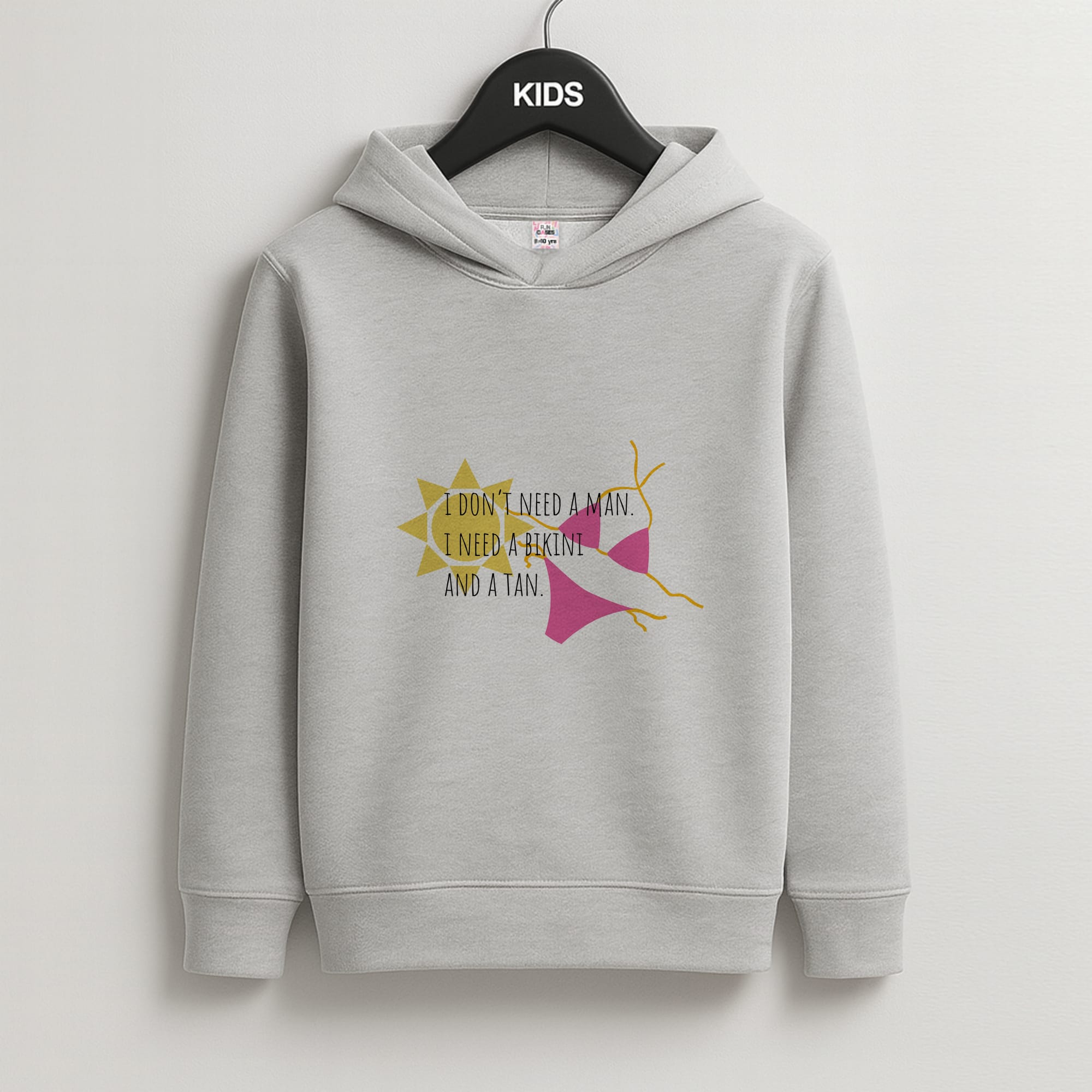I Don't Need A Man - Summer Quotes Kids Grey Hoodie