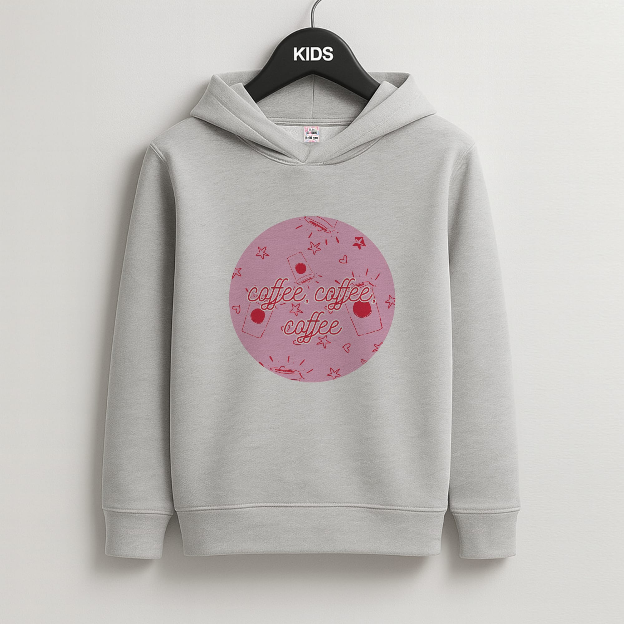 Coffee Pattern - Chamberlain Kids Grey Hoodie