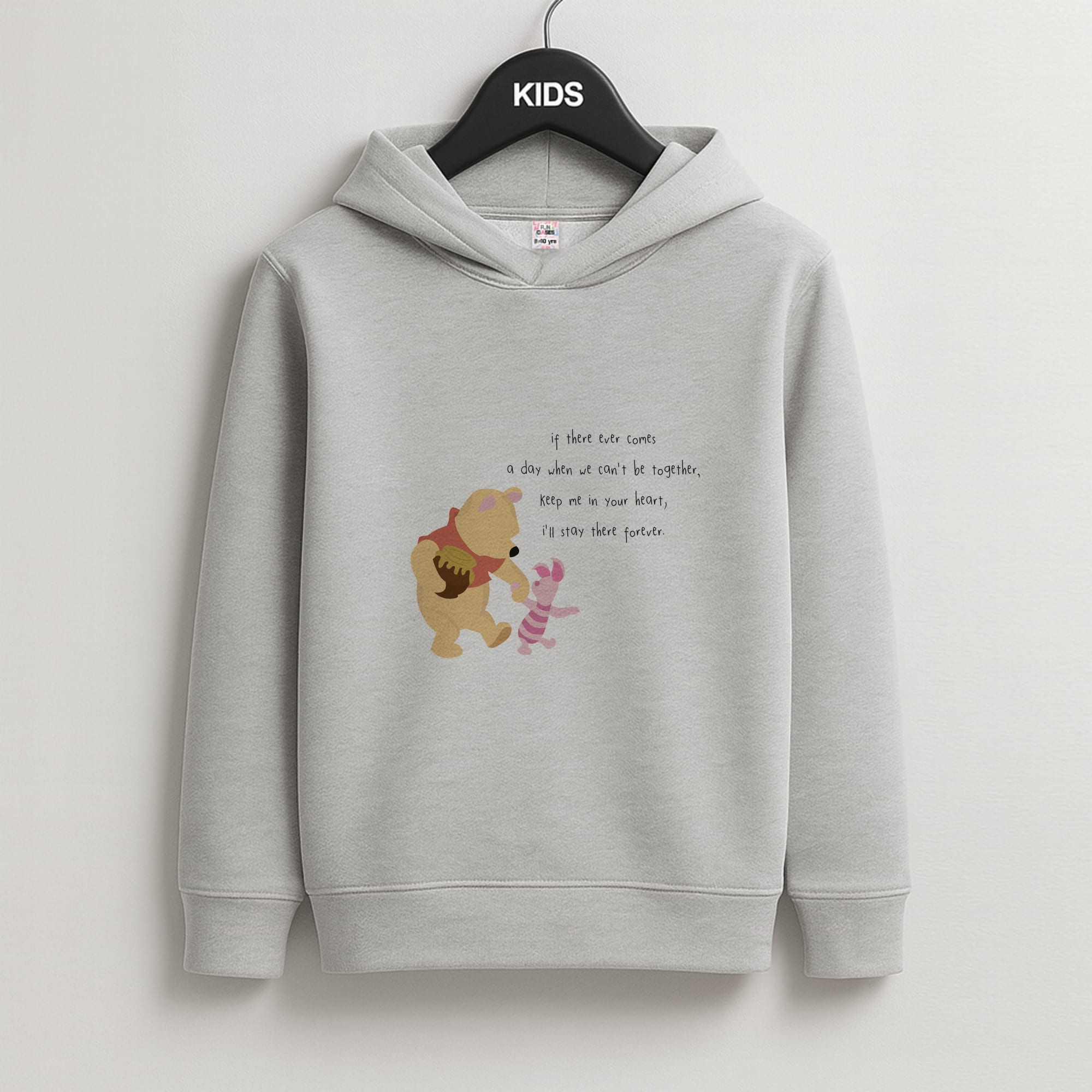 I'll Stay There Forever - Winnie Kids Grey Hoodie