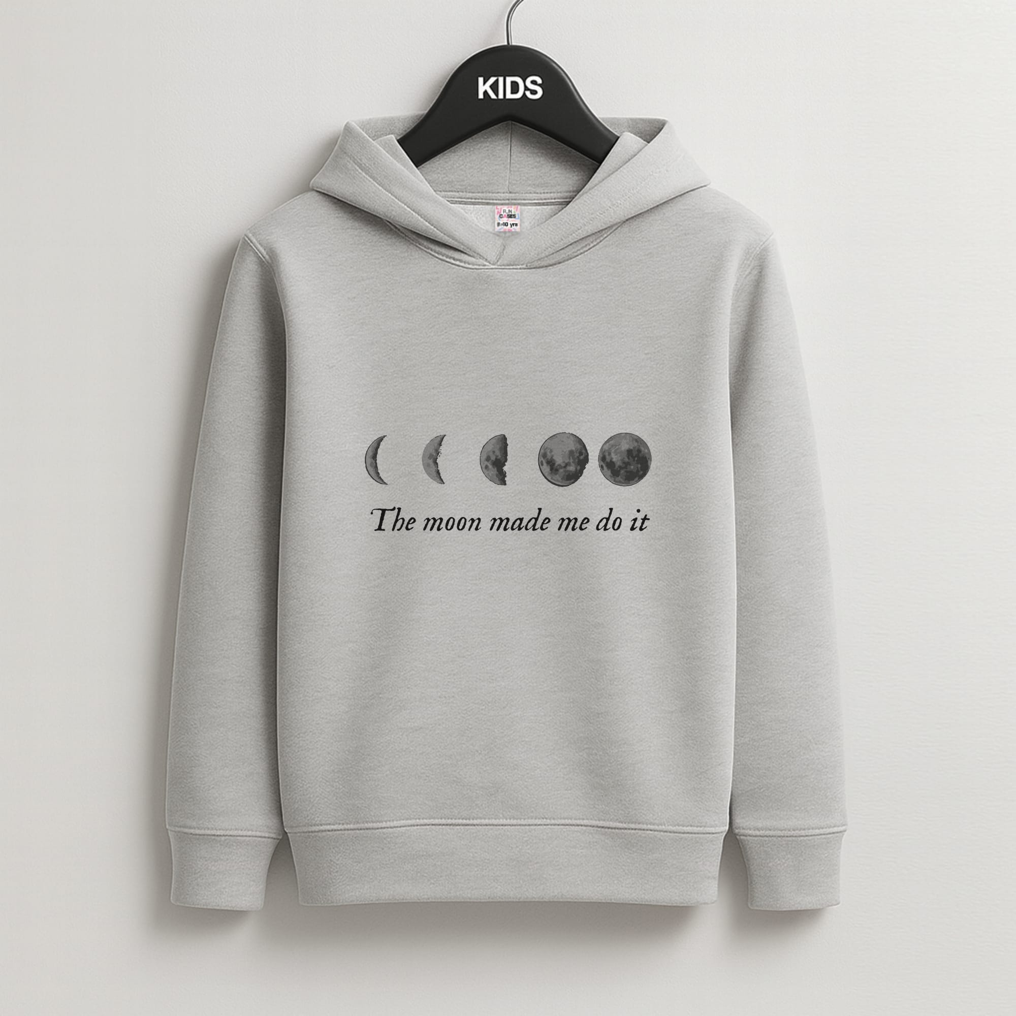 The Moon Made Me Do It Kids Grey Hoodie