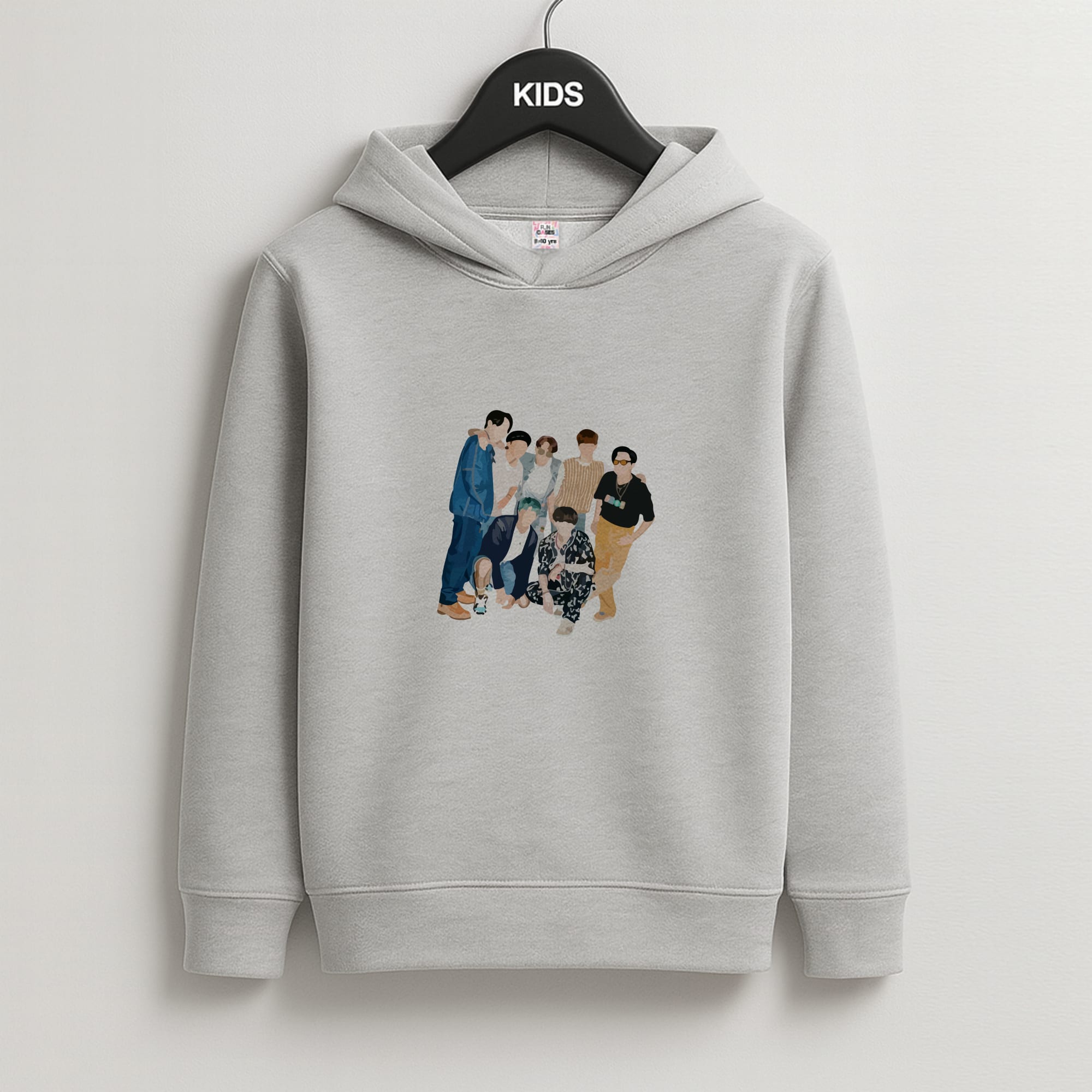 Casual K-Pop Band Band Kids Grey Hoodie
