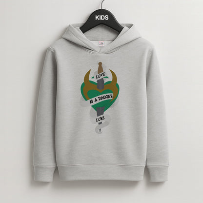 Love Is A Dagger Kids Grey Hoodie