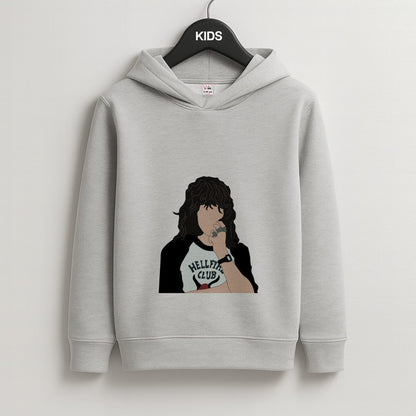 Eddie Munson Hellfire Kids Grey Hoodie