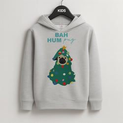 Bah Hum Pug Kids Grey Hoodie