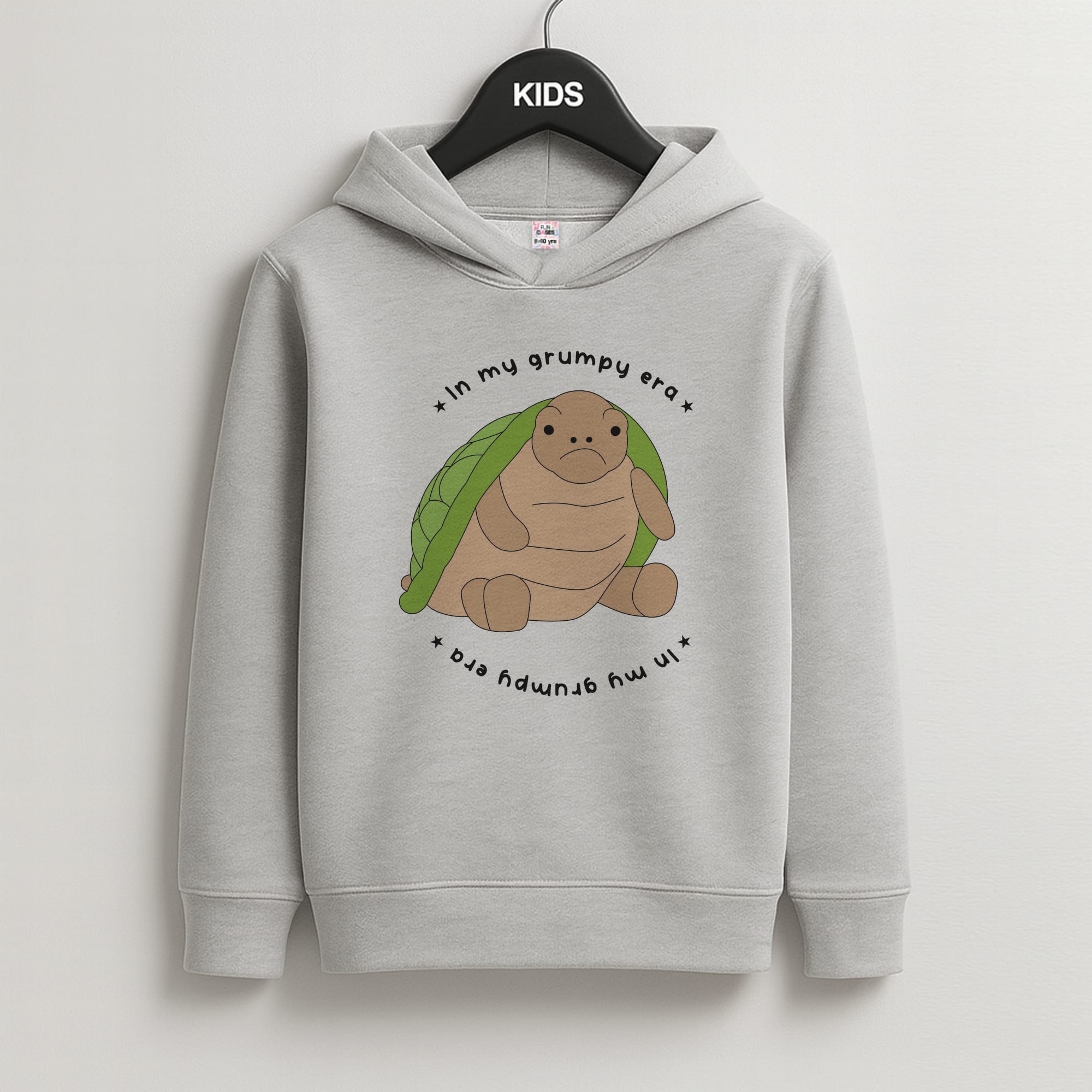 Grumpy Era Turtle Kids Grey Hoodie