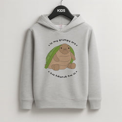 Grumpy Era Turtle Kids Grey Hoodie