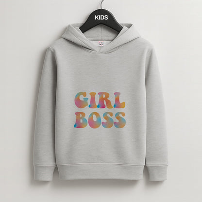 Girl Boss - Aesthetic Quote Kids Grey Hoodie