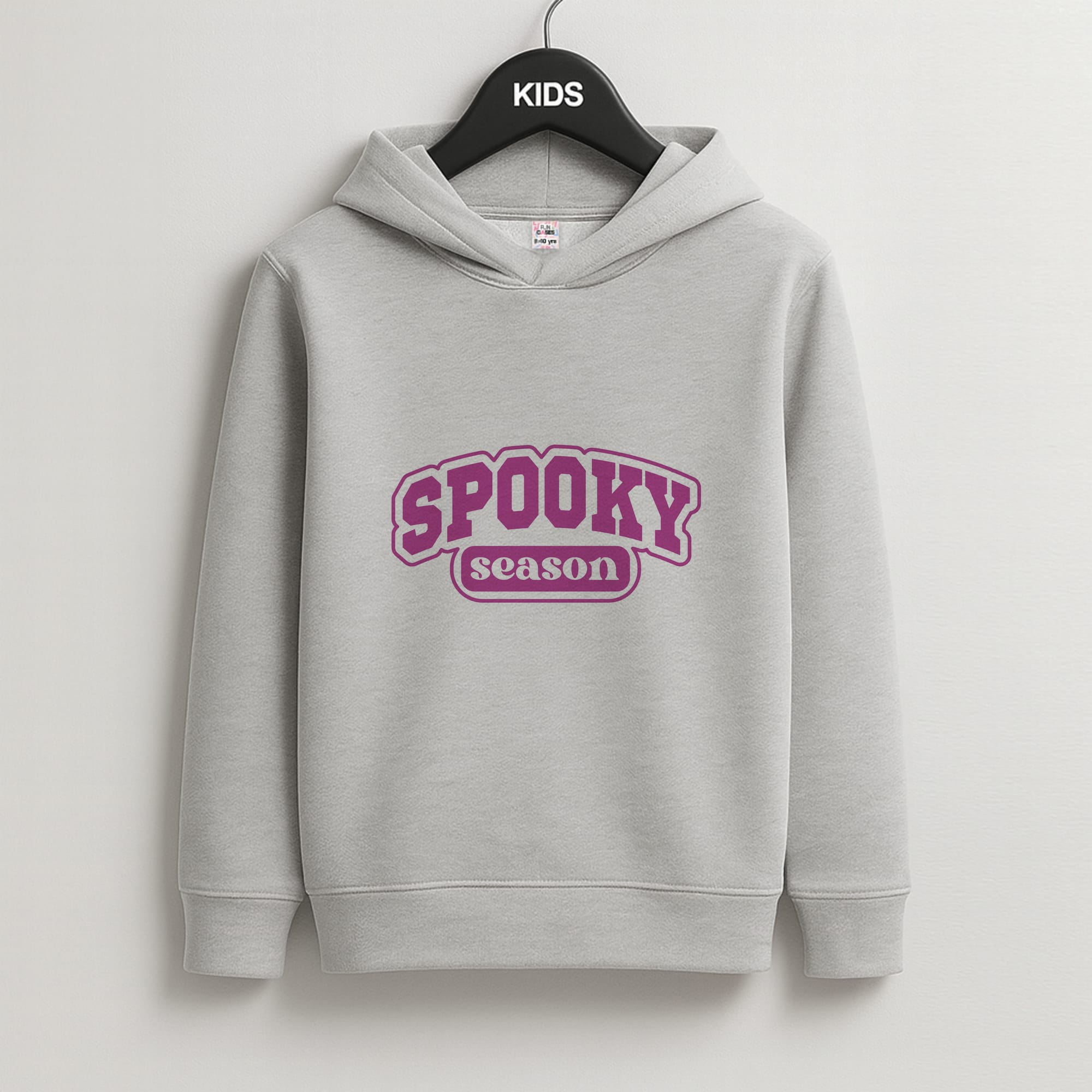 Spooky Season Varsity Kids Grey Hoodie
