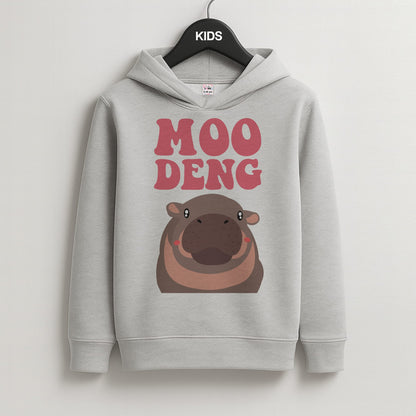 Moo Pink Kids Grey Hoodie
