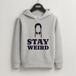 Stay Weird Purple Kids Grey Hoodie