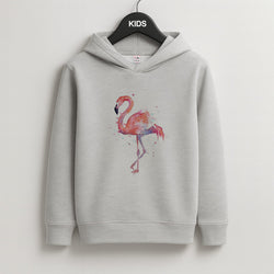 Watercolour Flamingo Painting Kids Grey Hoodie