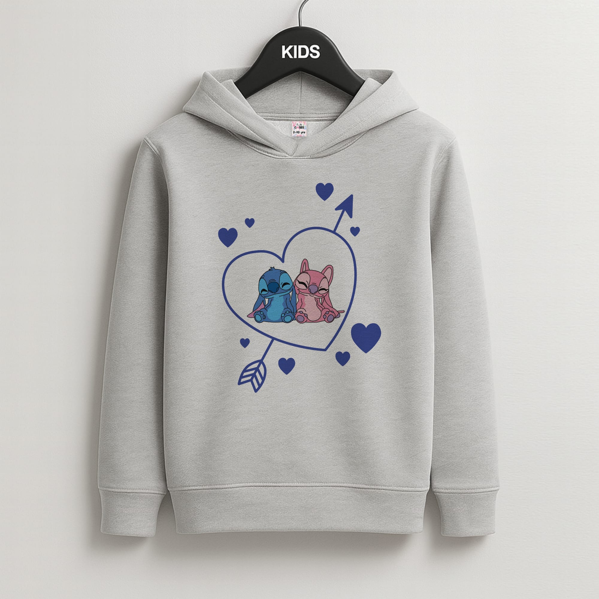 Arrow Heart - Pink Alien Kids Grey Hoodie