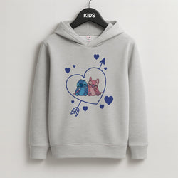 Arrow Heart - Pink Alien Kids Grey Hoodie